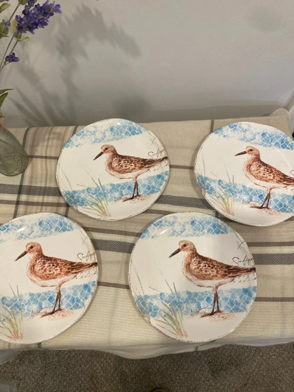 Pier 1 Sandpiper Dinner Plate in Blue and Brown